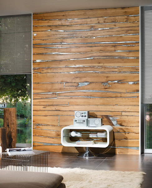 如何在装饰中充分利用木材板材与墙纸的组合效果